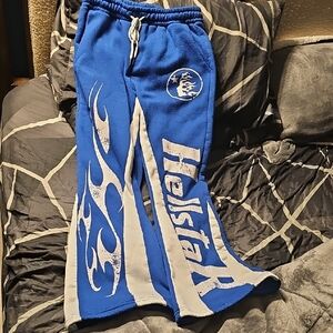 Blue Mens Flared Hellstar Style Sweatpants